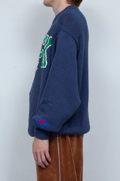 Hand Knit College Sweater NAVY / RICE NINE TEN（ライス ナイン テン