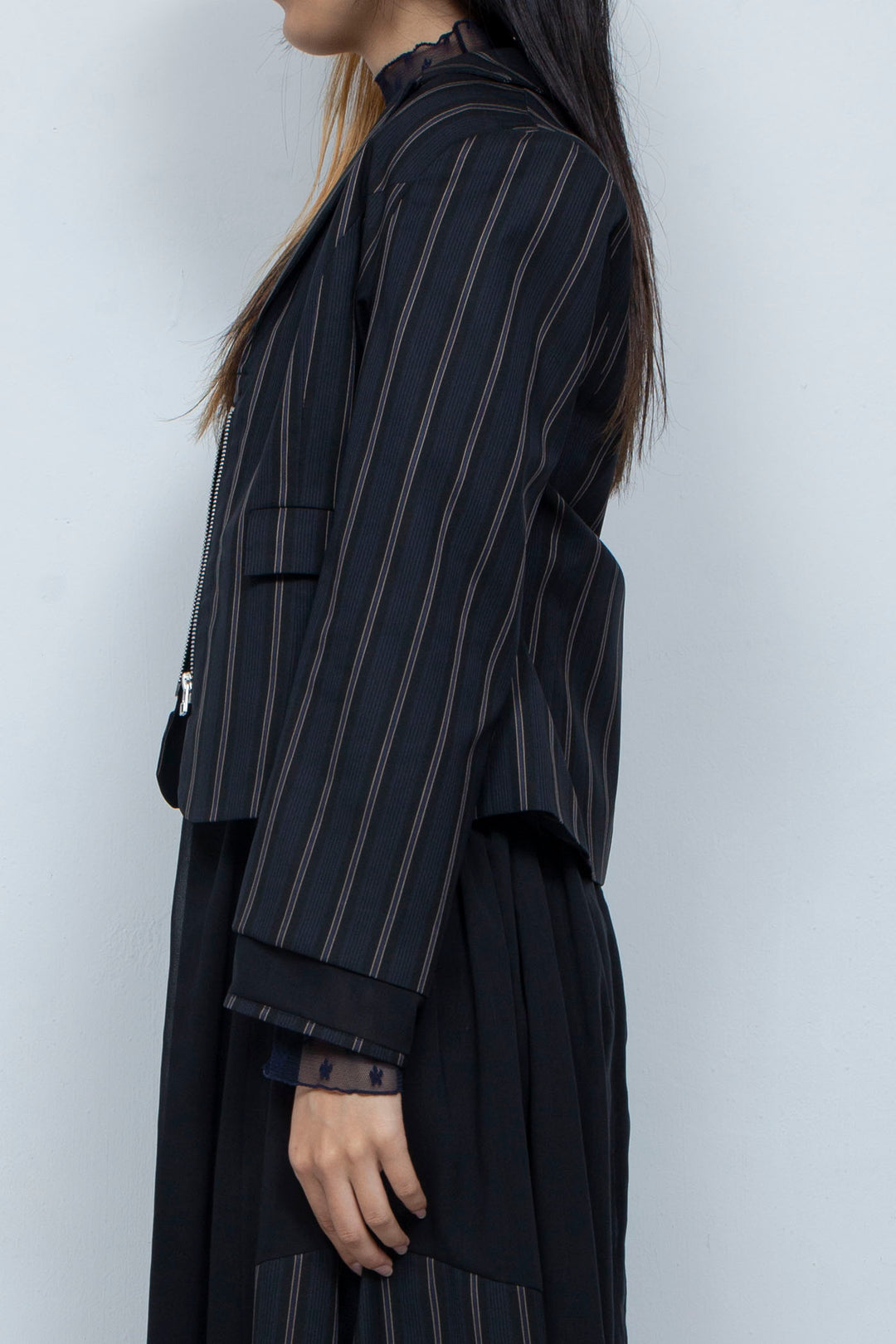zipper striped jacket
