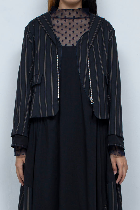 zipper striped jacket