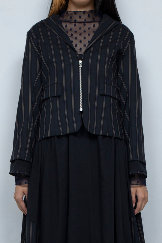 zipper striped jacket