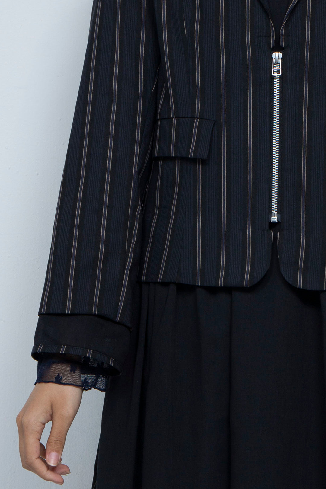 zipper striped jacket