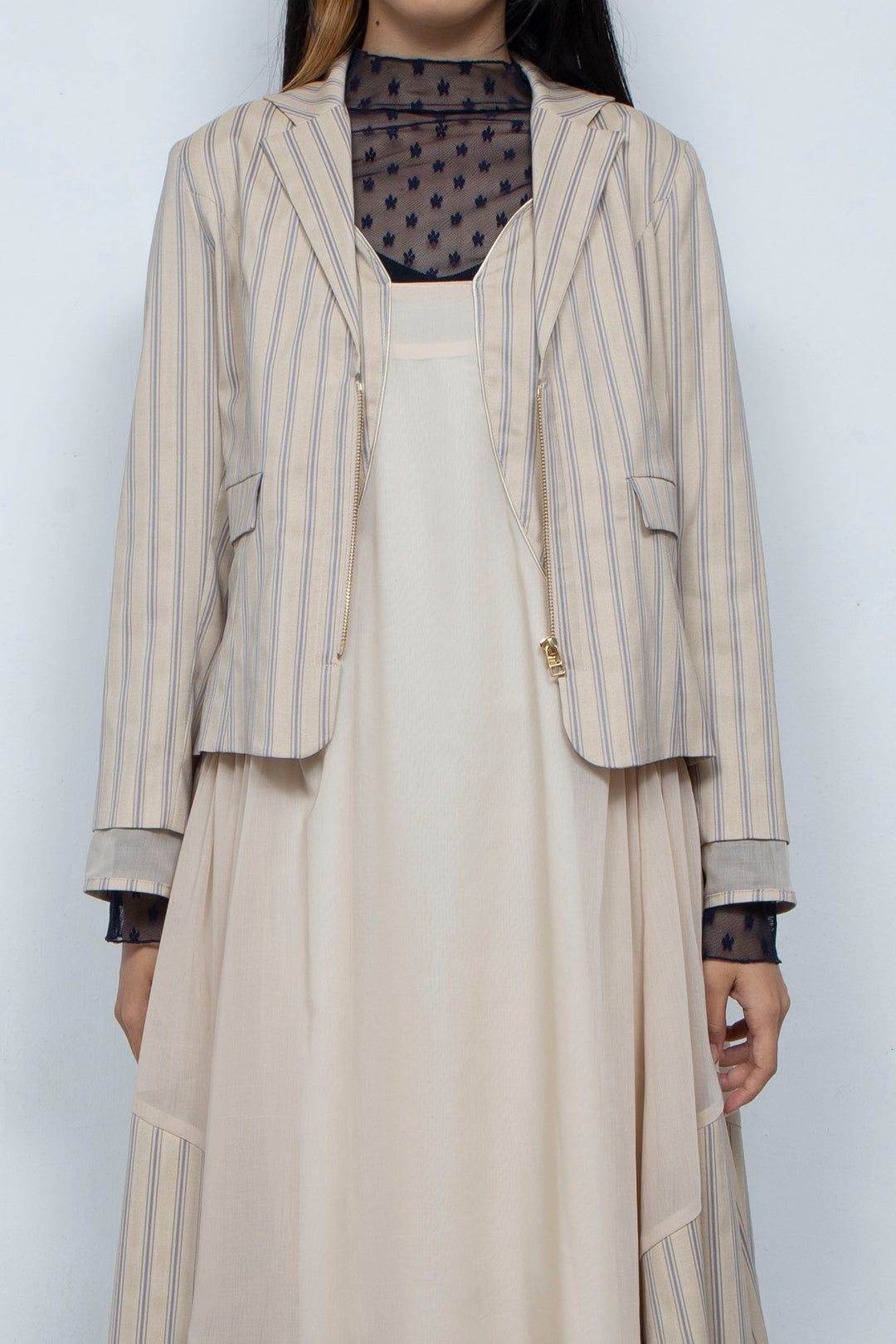zipper striped jacket