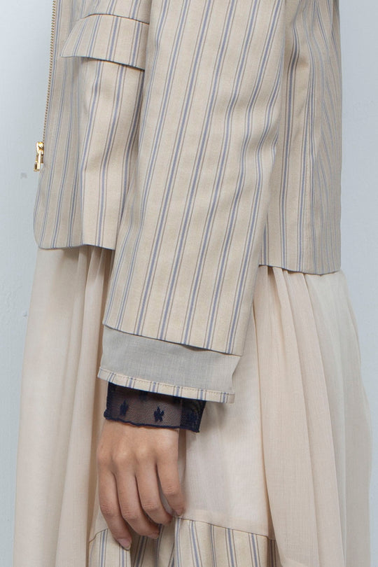 zipper striped jacket