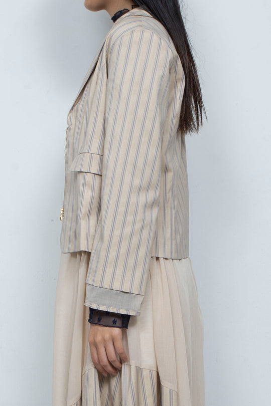 zipper striped jacket