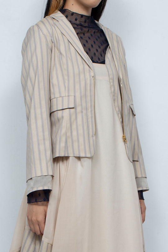 zipper striped jacket