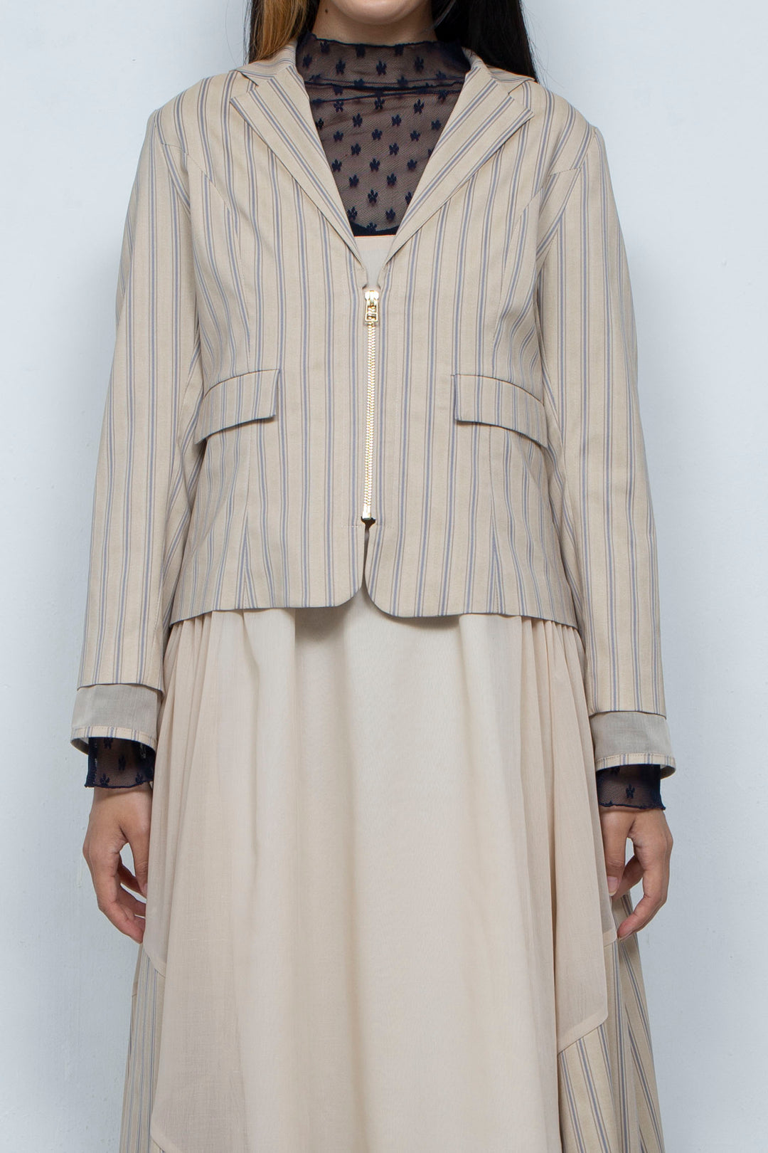 zipper striped jacket