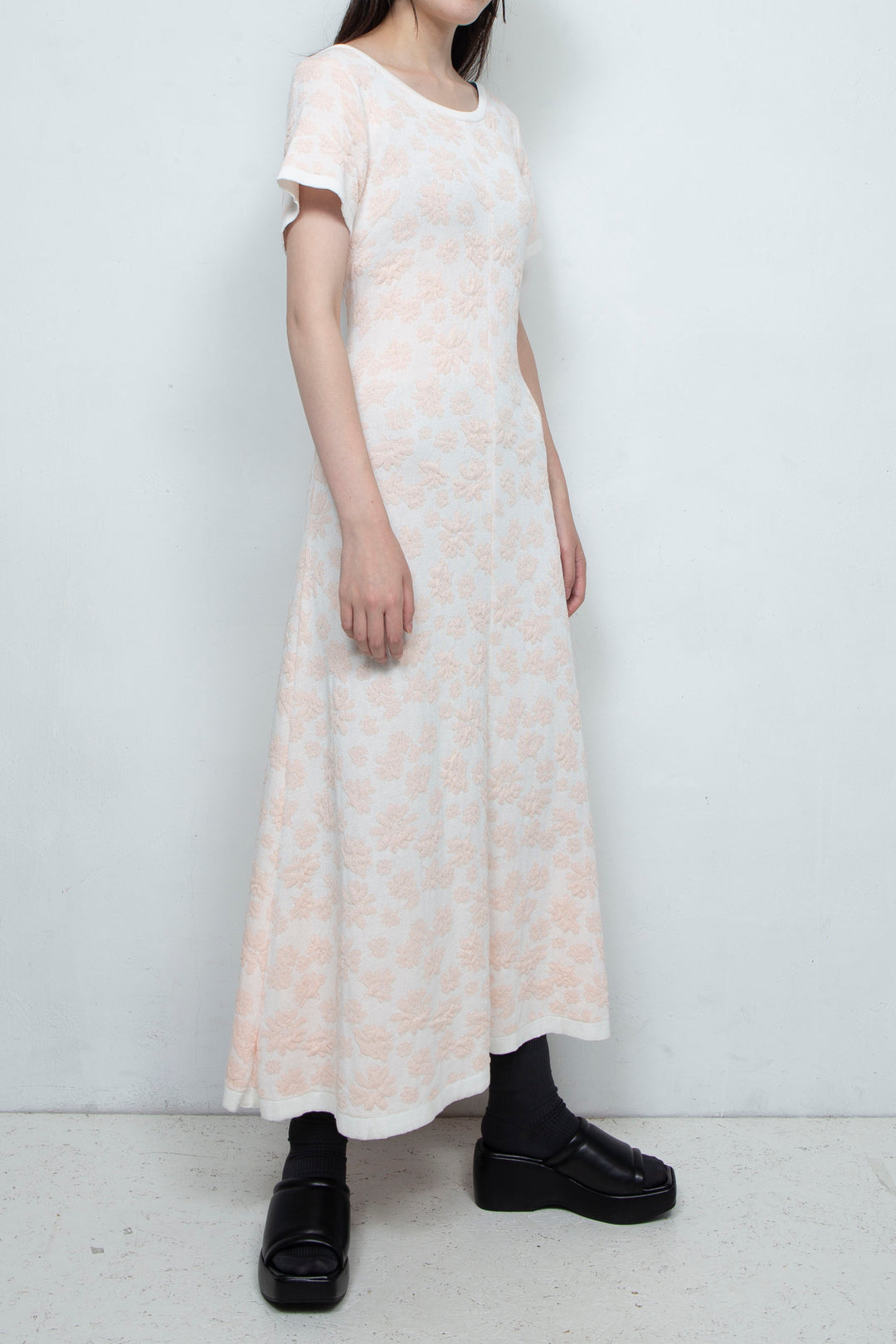 Flower Jacquard dress Pink