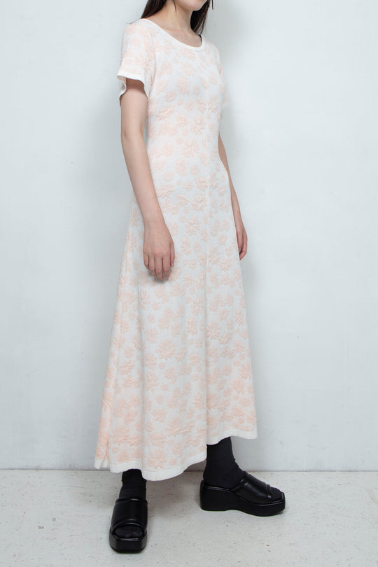 Flower Jacquard dress Pink