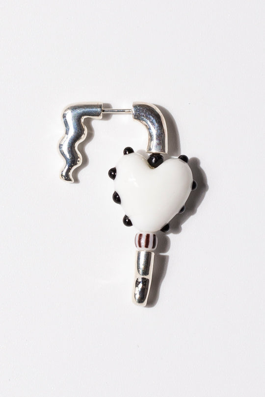 White Heart Earring