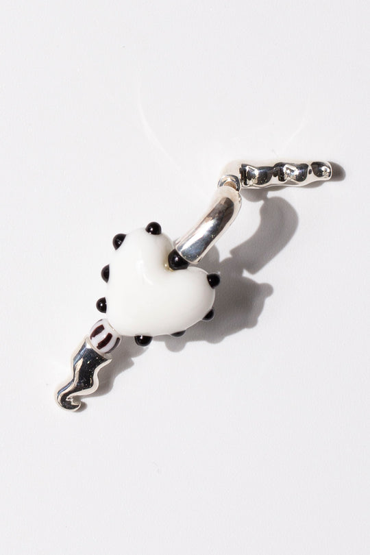 White Heart Earring