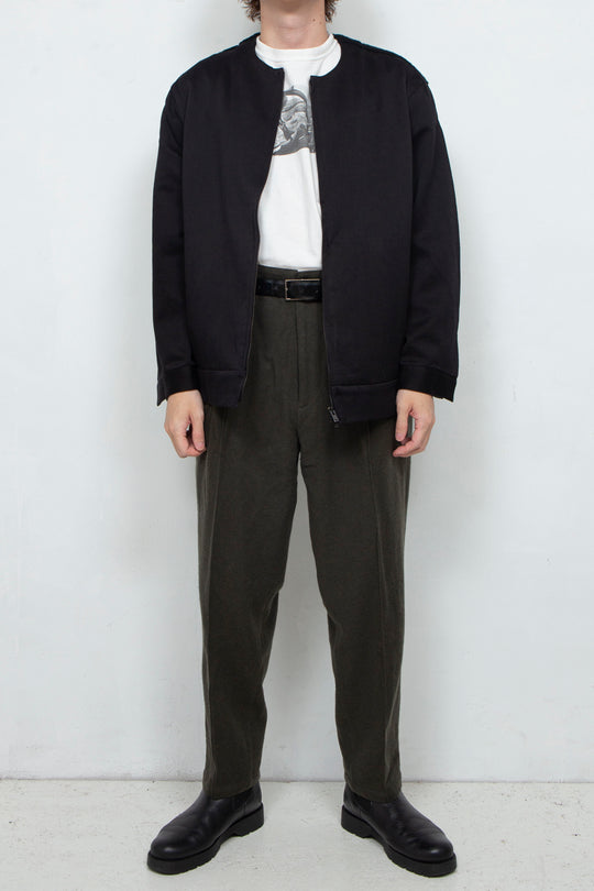 Satin × Boa Full Zip Cardigan Black