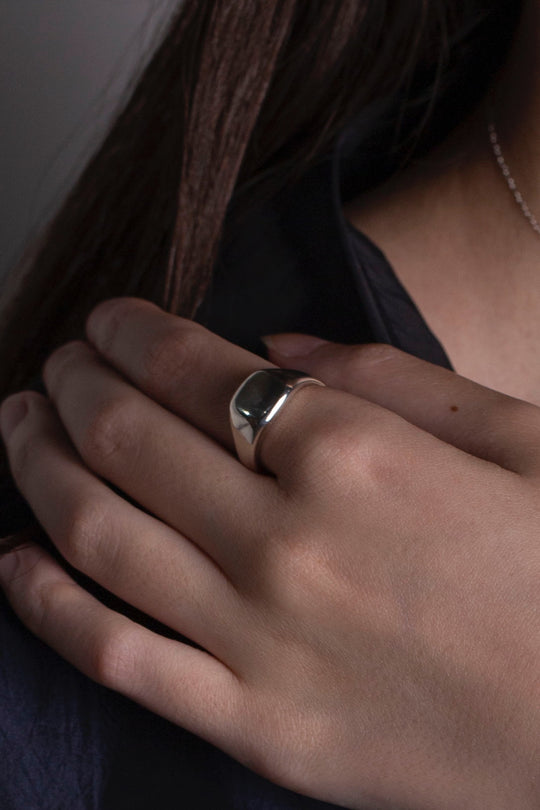 square signet ring silver BHR4