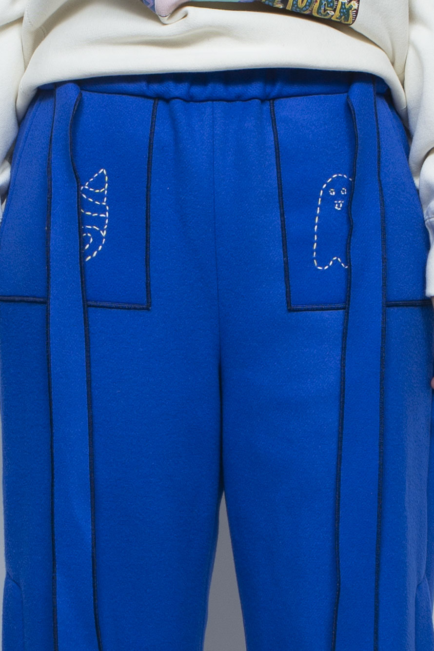 Ghost / embroidery cashmere pajama trousers "Lily of the valley"