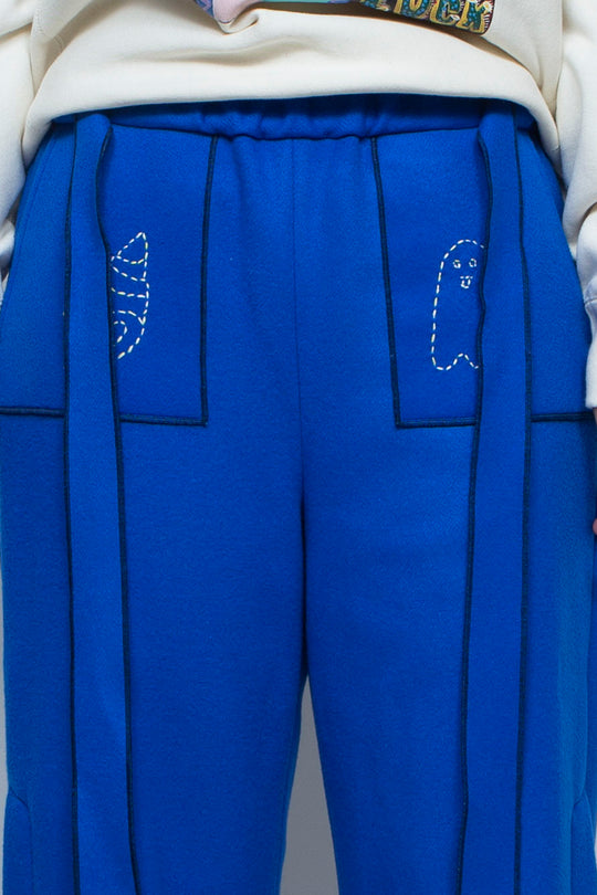 Ghost / embroidery cashmere pajama trousers "Lily of the valley"