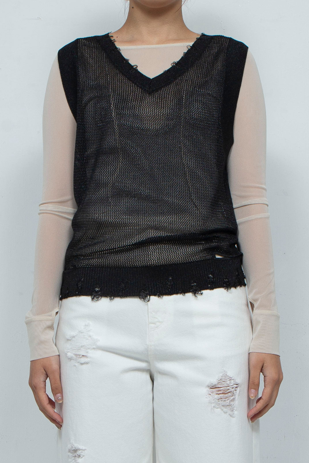 2way Knit Tank Tops Black