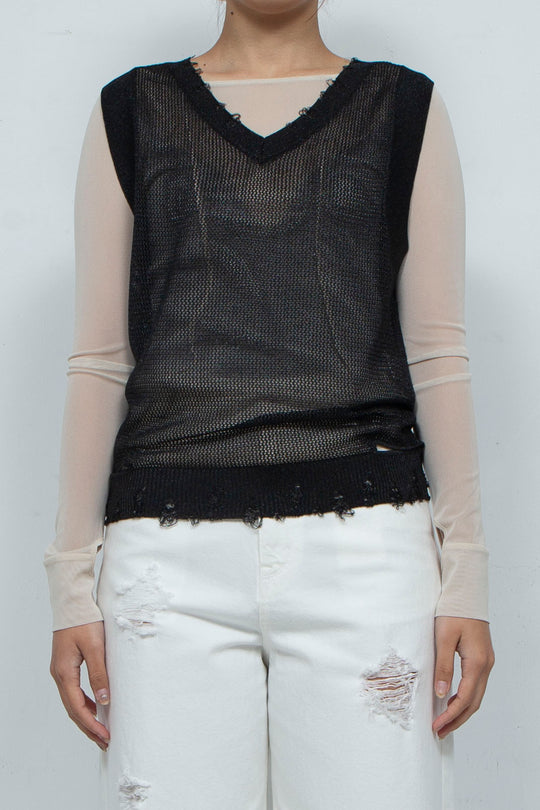 2way Knit Tank Tops Black