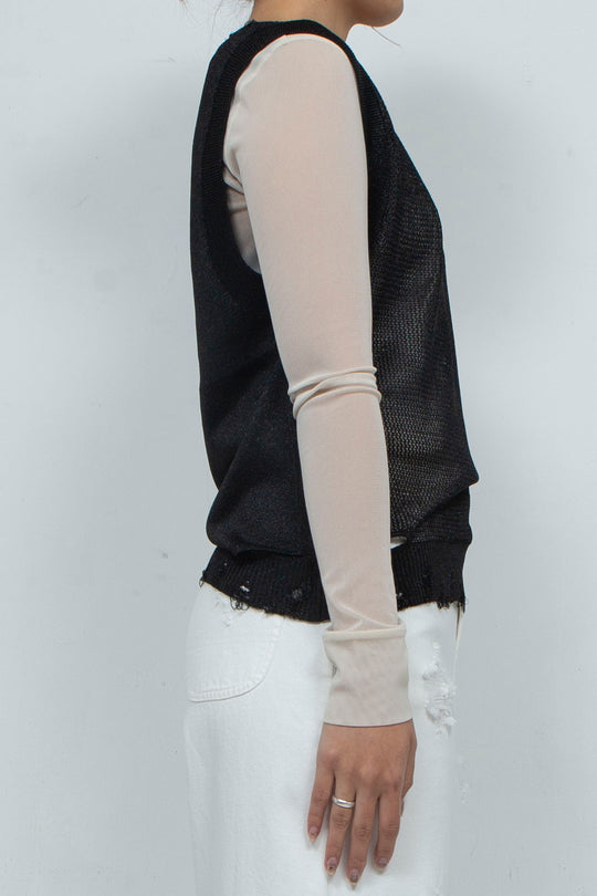2way Knit Tank Tops Black