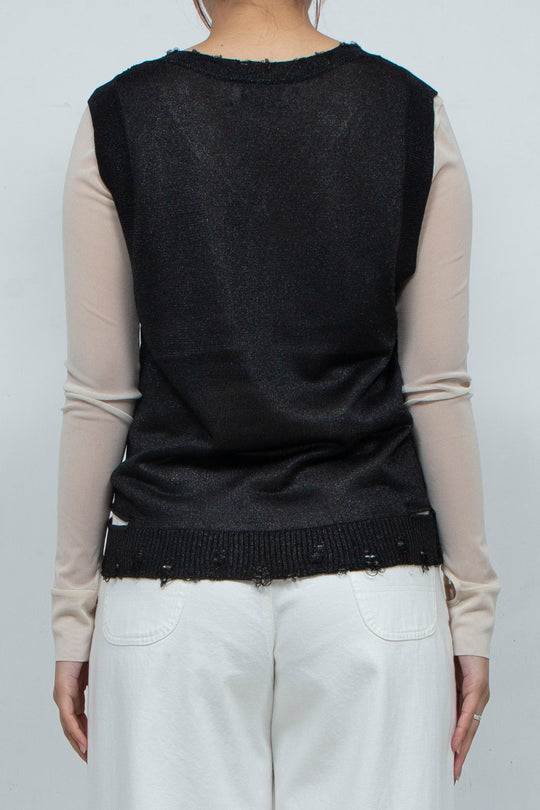 2way Knit Tank Tops Black