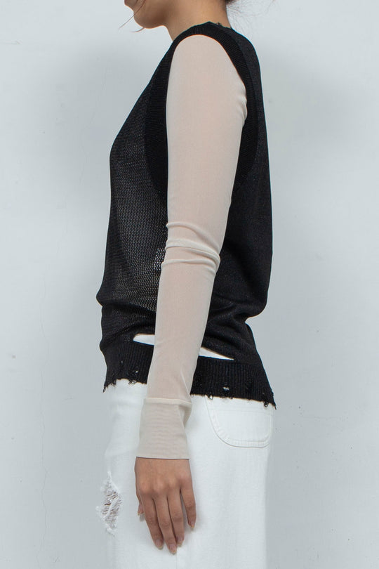 2way Knit Tank Tops Black