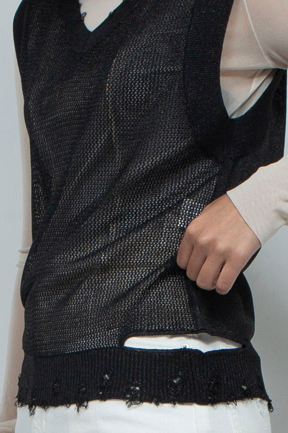 2way Knit Tank Tops Black