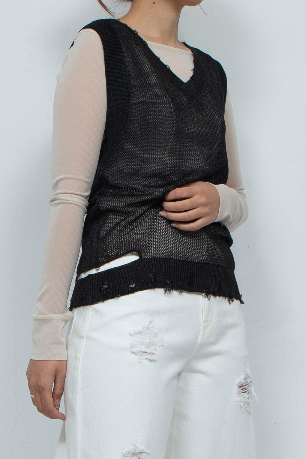 2way Knit Tank Tops Black