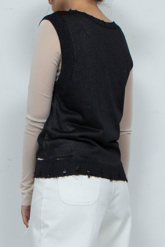 2way Knit Tank Tops Black