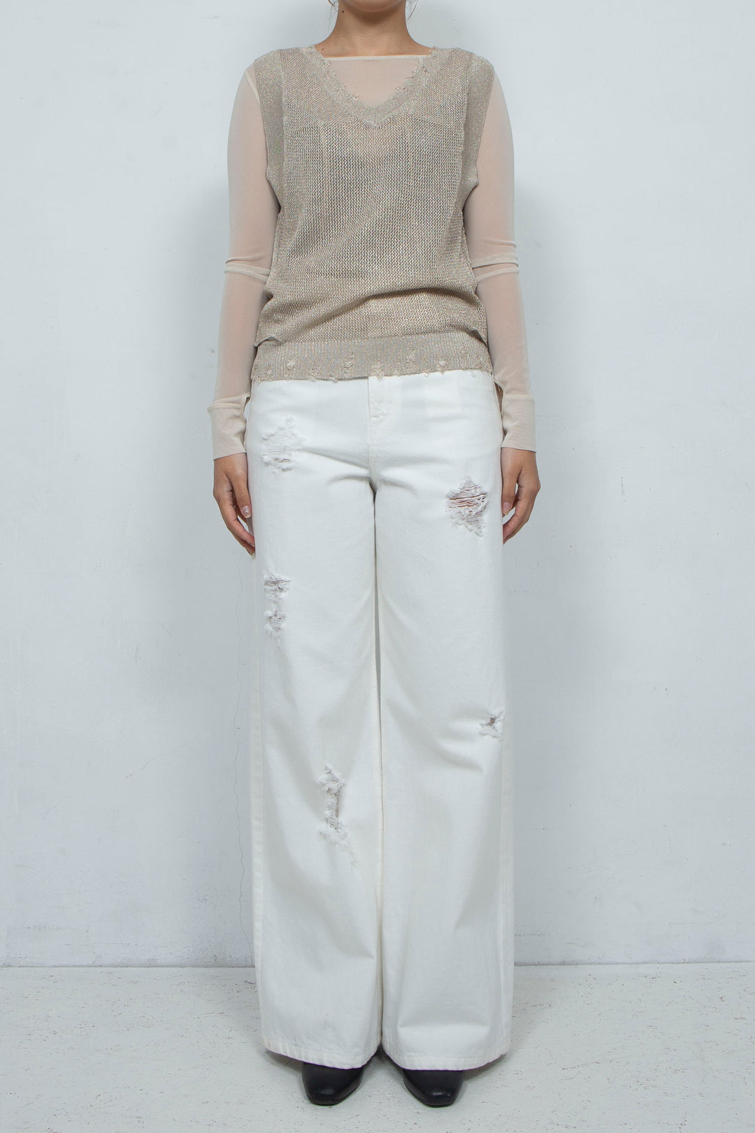 2way Knit Tank Tops Beige
