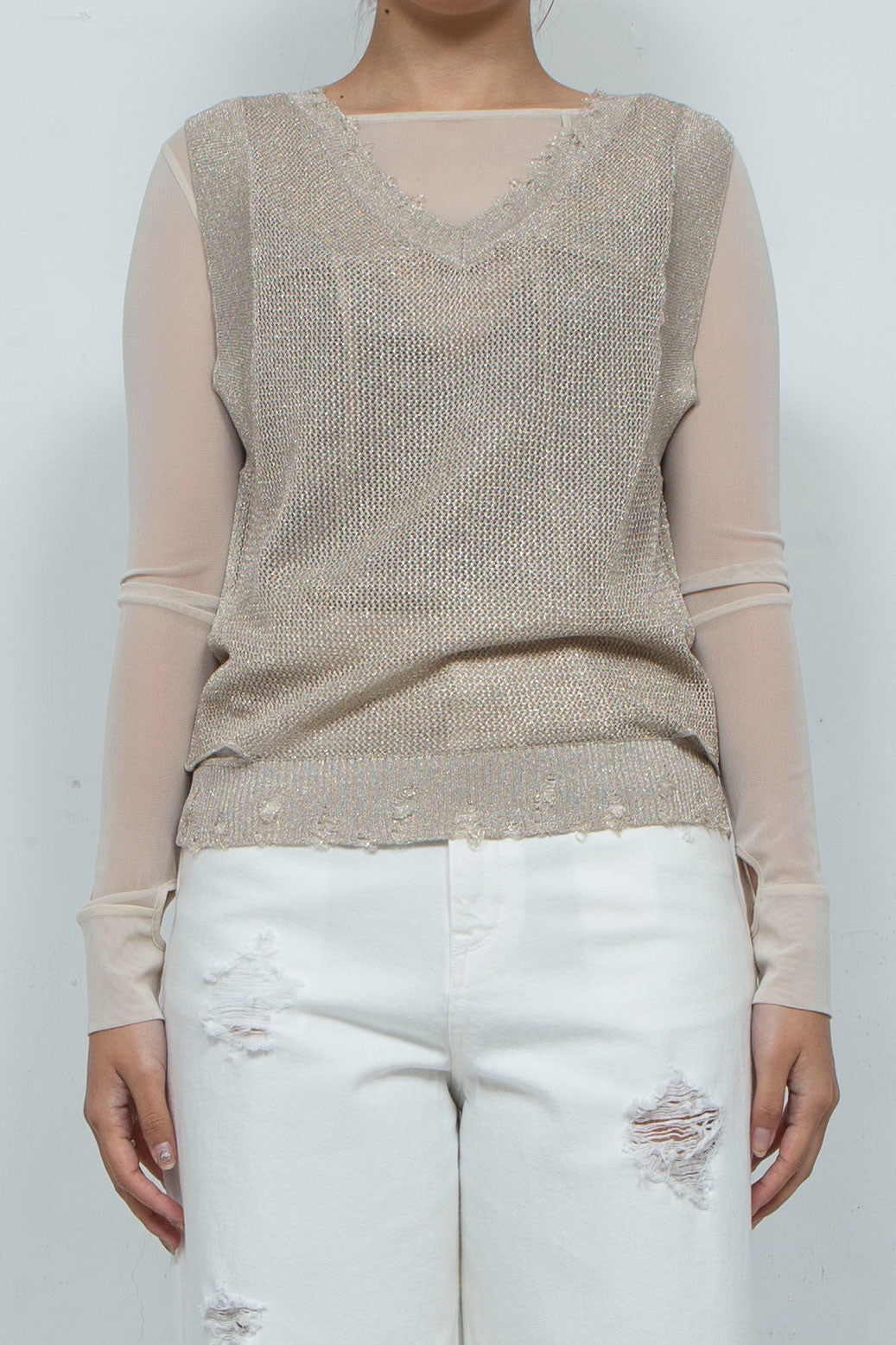 2way Knit Tank Tops Beige
