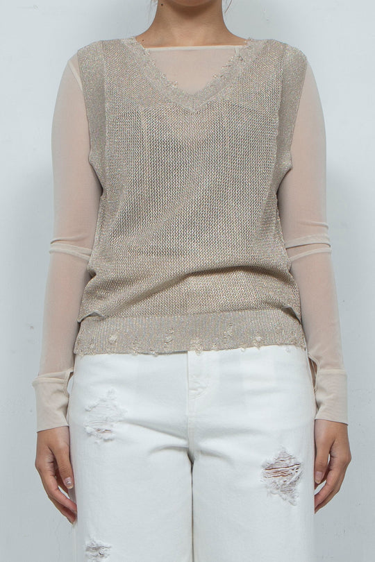 2way Knit Tank Tops Beige