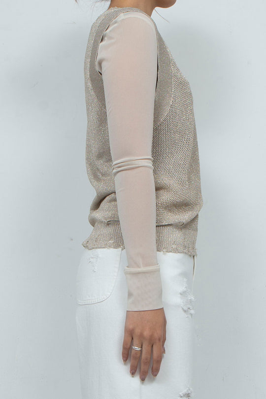 2way Knit Tank Tops Beige