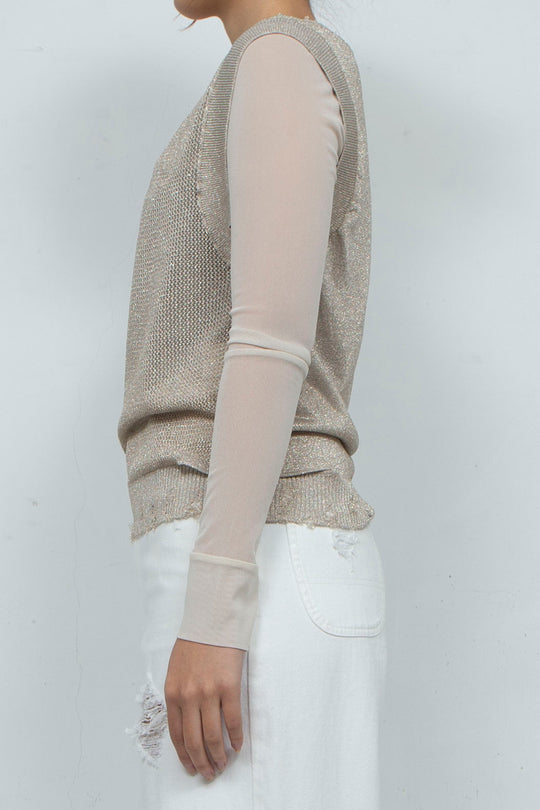 2way Knit Tank Tops Beige
