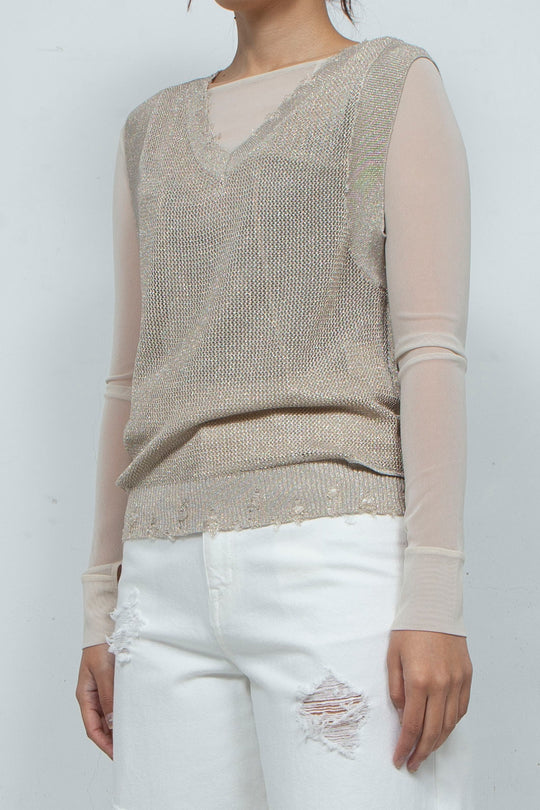 2way Knit Tank Tops Beige