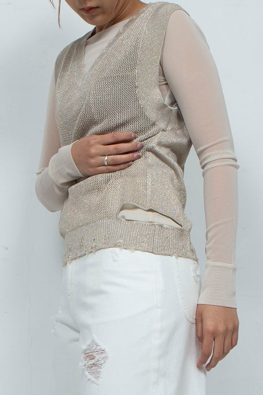 2way Knit Tank Tops Beige