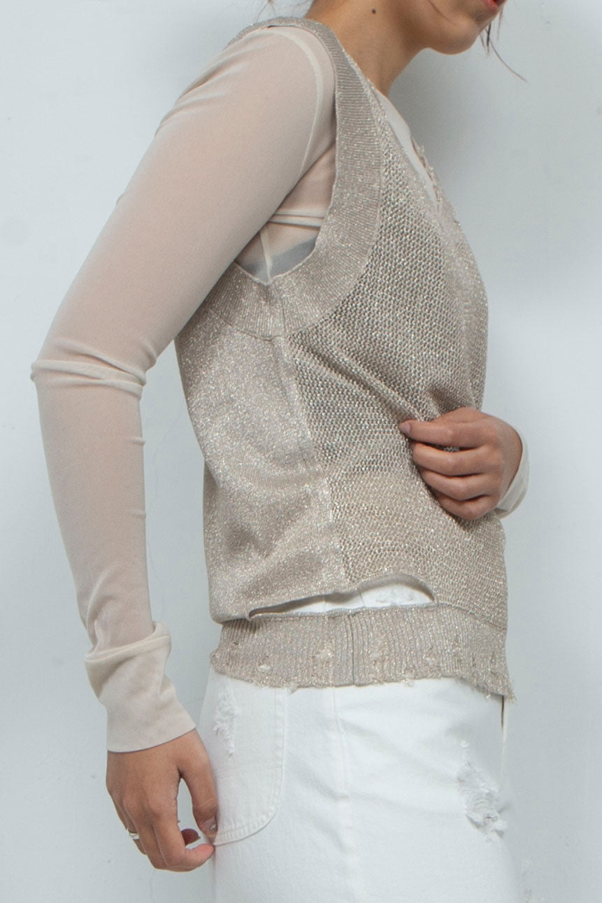 2way Knit Tank Tops Beige