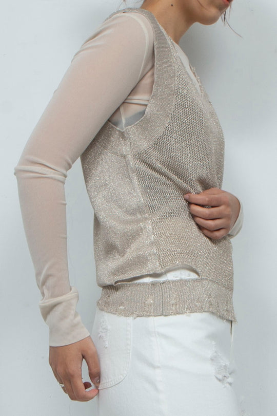 2way Knit Tank Tops Beige