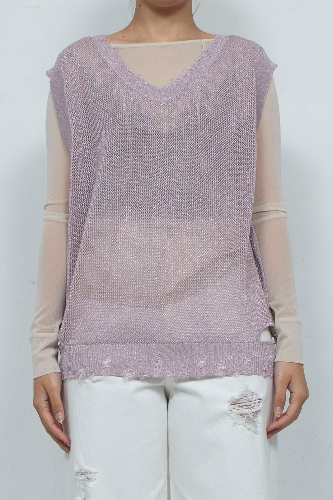 2way Knit Tank Tops Pink