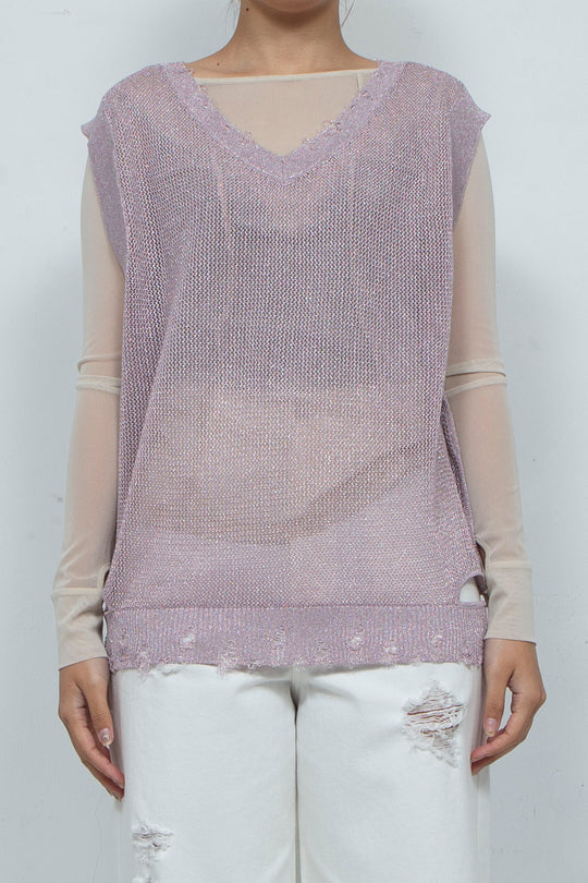 2way Knit Tank Tops Pink