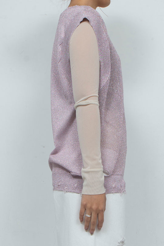 2way Knit Tank Tops Pink