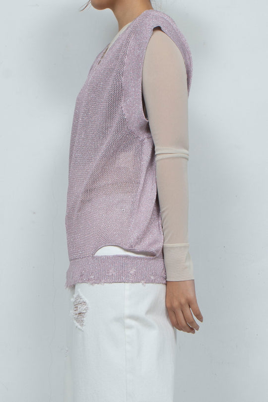 2way Knit Tank Tops Pink