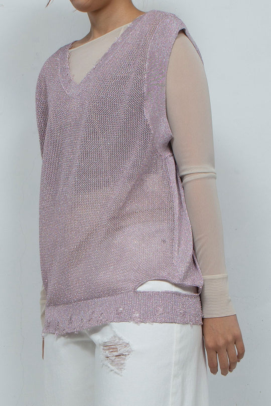 2way Knit Tank Tops Pink