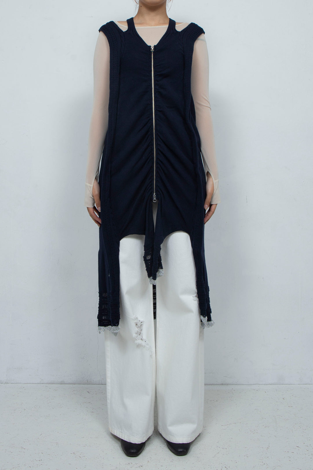 Zip Knit Onepiece Navy