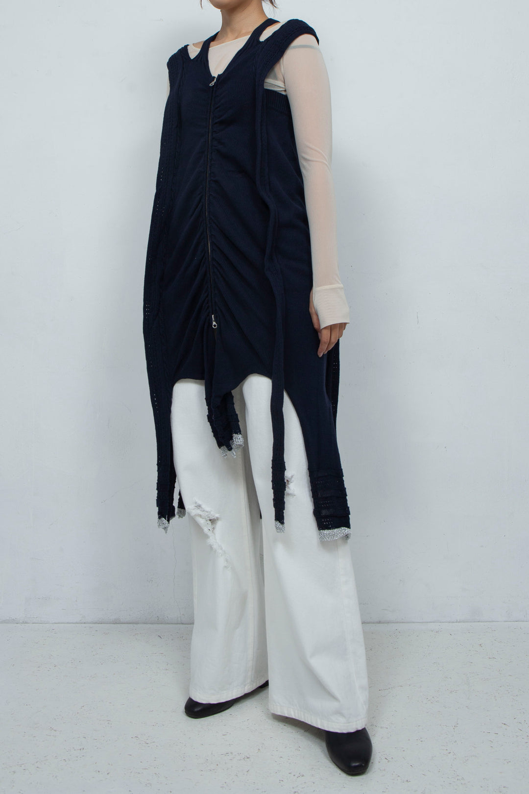 Zip Knit Onepiece Navy