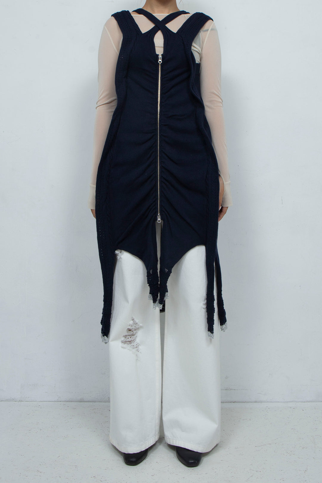 Zip Knit Onepiece Navy