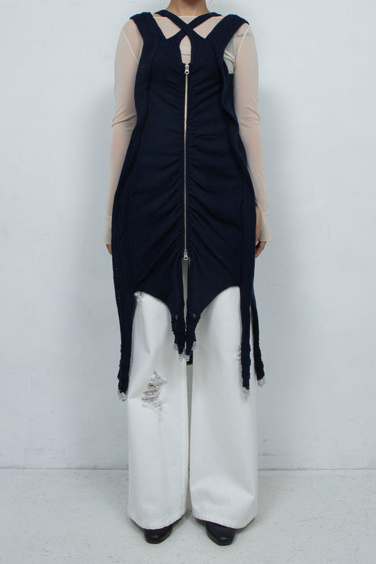 Zip Knit Onepiece Navy