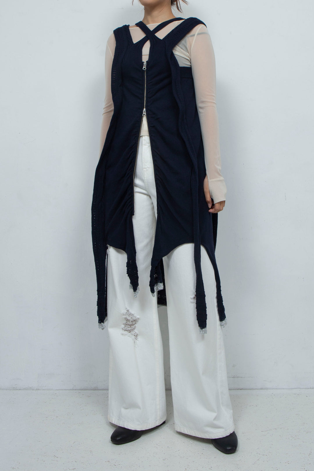 Zip Knit Onepiece Navy