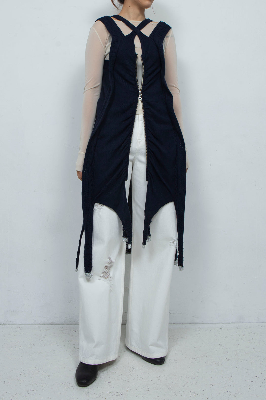 Zip Knit Onepiece Navy