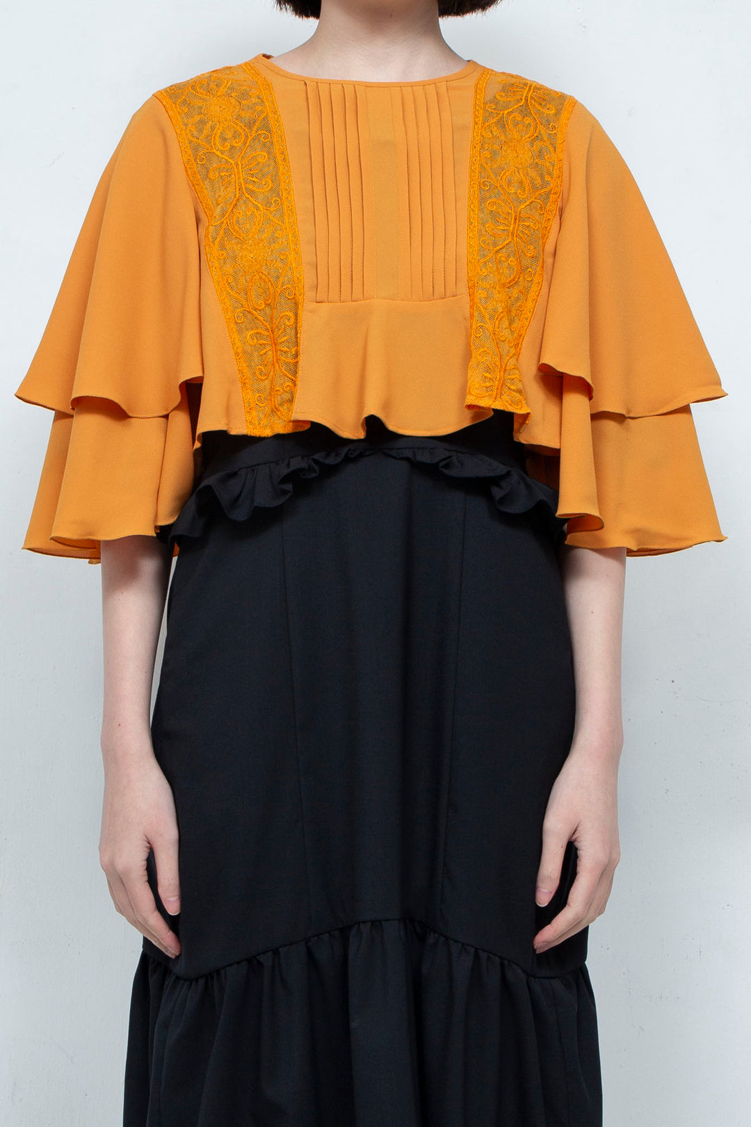 SUN LACE CROPPED BLOUSE ORANGE