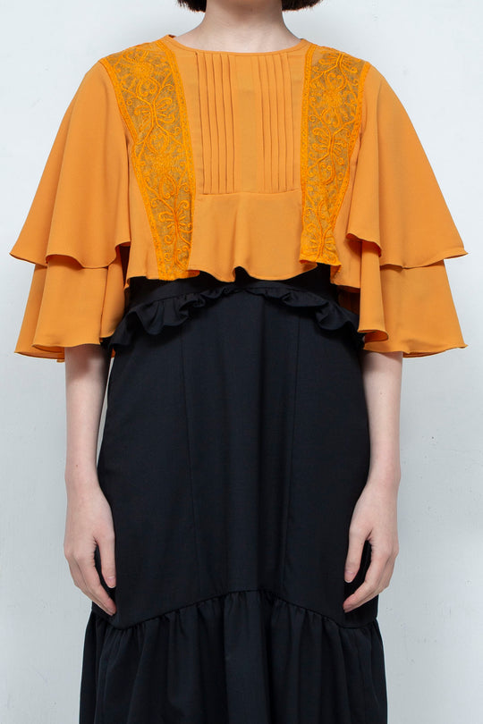 SUN LACE CROPPED BLOUSE ORANGE