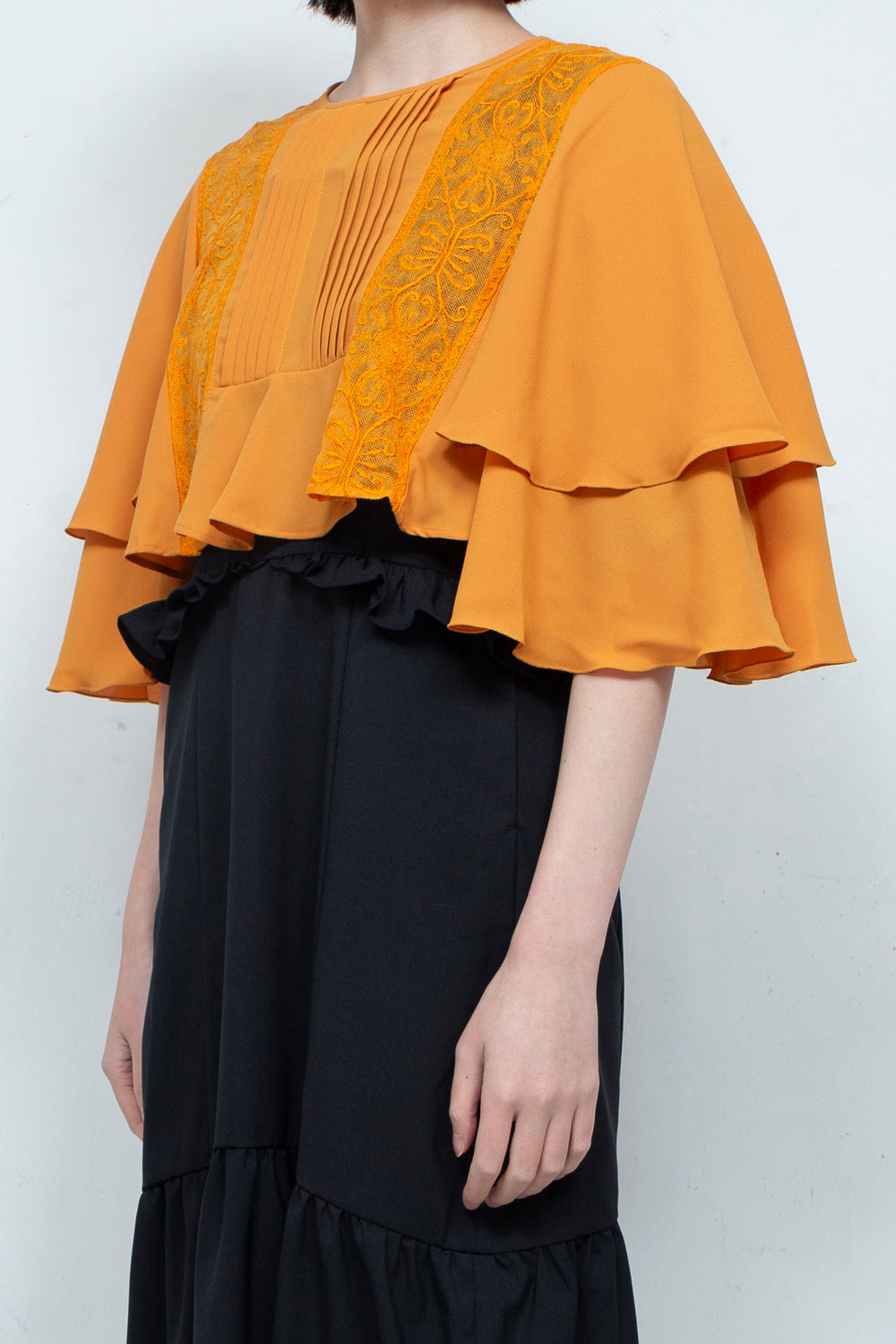 SUN LACE CROPPED BLOUSE ORANGE