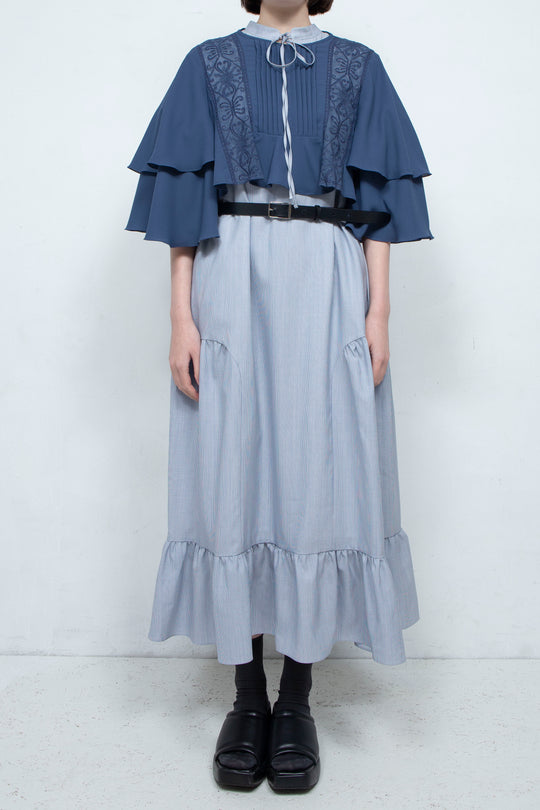 SUN LACE CROPPED BLOUSE NAVY